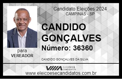 Candidato CANDIDO GONÇALVES 2024 - CAMPINAS - Eleições