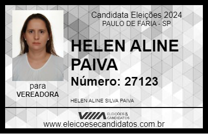 Candidato HELEN ALINE PAIVA 2024 - PAULO DE FARIA - Eleições