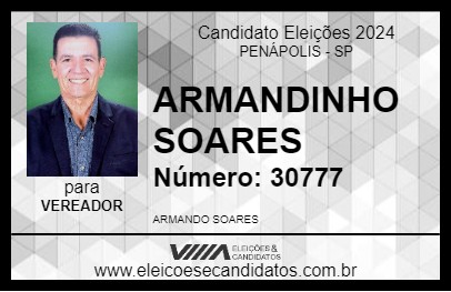 Candidato ARMANDINHO SOARES 2024 - PENÁPOLIS - Eleições