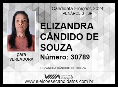 Candidato ELIZANDRA CÂNDIDO DE SOUZA 2024 - PENÁPOLIS - Eleições