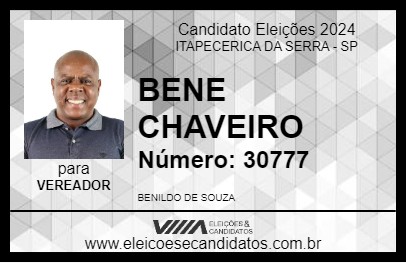 Candidato BENE CHAVEIRO 2024 - ITAPECERICA DA SERRA - Eleições