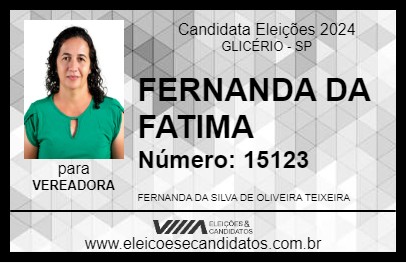 Candidato FERNANDA DA FATIMA 2024 - GLICÉRIO - Eleições