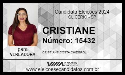 Candidato CRISTIANE 2024 - GLICÉRIO - Eleições