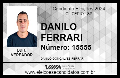 Candidato DANILO FERRARI 2024 - GLICÉRIO - Eleições