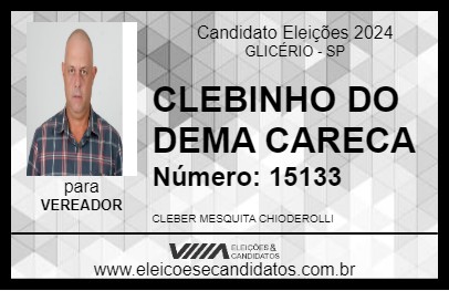 Candidato CLEBINHO DO DEMA CARECA 2024 - GLICÉRIO - Eleições