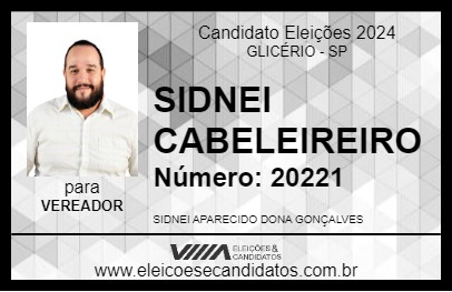 Candidato SIDNEI CABELEIREIRO 2024 - GLICÉRIO - Eleições