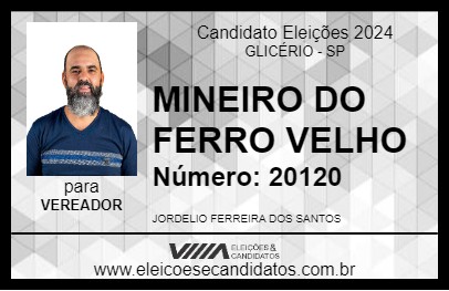 Candidato MINEIRO DO FERRO VELHO 2024 - GLICÉRIO - Eleições