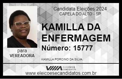 Candidato KAMILLA DA ENFERMAGEM 2024 - CAPELA DO ALTO - Eleições