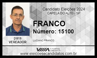 Candidato FRANCO 2024 - CAPELA DO ALTO - Eleições