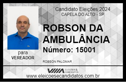 Candidato ROBSON DA AMBULÂNCIA 2024 - CAPELA DO ALTO - Eleições