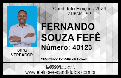 Candidato FERNANDO SOUZA FEFÊ 2024 - ATIBAIA - Eleições