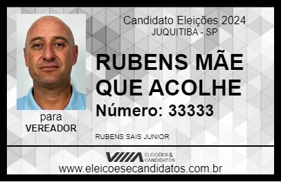 Candidato RUBENS MÃE QUE ACOLHE 2024 - JUQUITIBA - Eleições