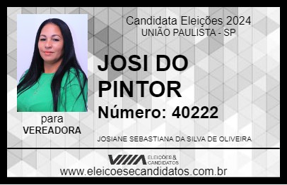 Candidato JOSI DO PINTOR 2024 - UNIÃO PAULISTA - Eleições