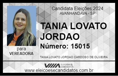 Candidato TANIA LOVATO JORDAO 2024 - AVANHANDAVA - Eleições