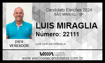 Candidato LUIS MIRAGLIA 2024 - SÃO MANUEL - Eleições