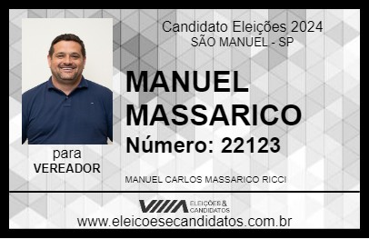 Candidato MANUEL MASSARICO 2024 - SÃO MANUEL - Eleições