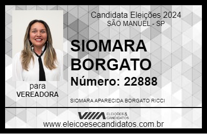 Candidato SIOMARA BORGATO 2024 - SÃO MANUEL - Eleições