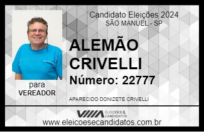 Candidato ALEMÃO CRIVELLI 2024 - SÃO MANUEL - Eleições