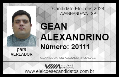 Candidato GEAN ALEXANDRINO 2024 - AVANHANDAVA - Eleições