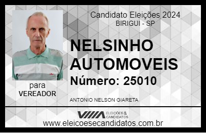 Candidato NELSINHO AUTOMOVEIS 2024 - BIRIGUI - Eleições