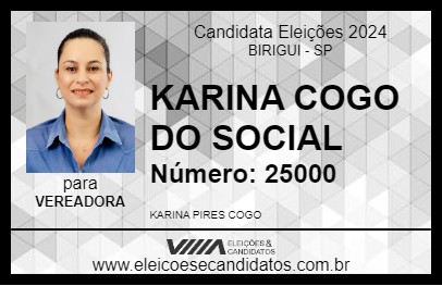 Candidato KARINA COGO DO SOCIAL 2024 - BIRIGUI - Eleições