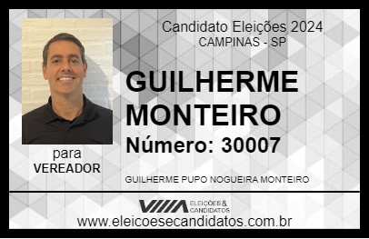 Candidato GUILHERME MONTEIRO 2024 - CAMPINAS - Eleições