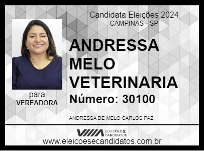 Candidato ANDRESSA MELO VETERINARIA 2024 - CAMPINAS - Eleições