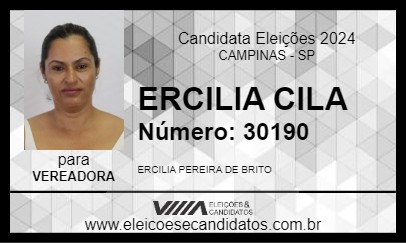 Candidato ERCILIA CILA 2024 - CAMPINAS - Eleições