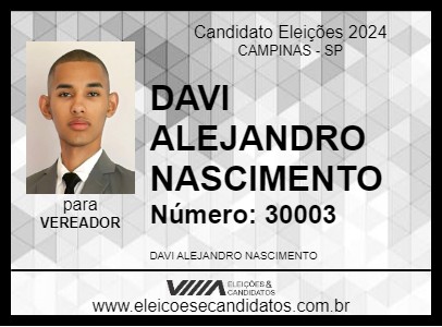 Candidato DAVI ALEJANDRO NASCIMENTO 2024 - CAMPINAS - Eleições