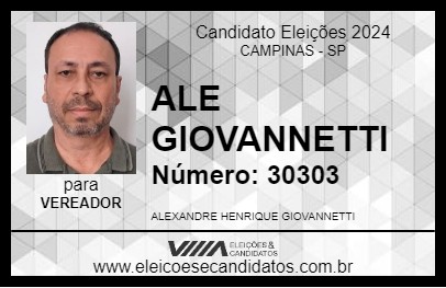 Candidato ALE GIOVANNETTI 2024 - CAMPINAS - Eleições