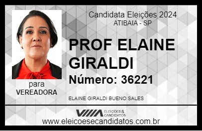 Candidato PROF ELAINE GIRALDI 2024 - ATIBAIA - Eleições