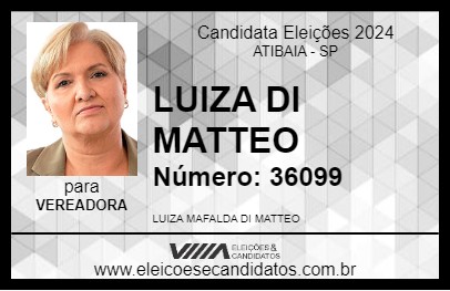 Candidato LUIZA DI MATTEO 2024 - ATIBAIA - Eleições