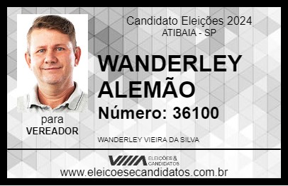 Candidato WANDERLEY ALEMÃO 2024 - ATIBAIA - Eleições