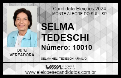 Candidato SELMA TEDESCHI 2024 - MONTE ALEGRE DO SUL - Eleições