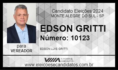 Candidato EDSON GRITTI 2024 - MONTE ALEGRE DO SUL - Eleições