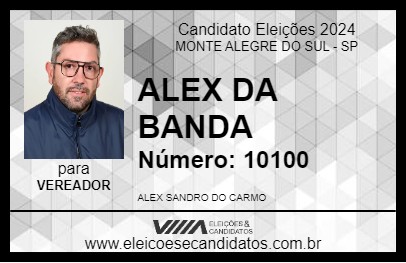 Candidato ALEX DA BANDA 2024 - MONTE ALEGRE DO SUL - Eleições