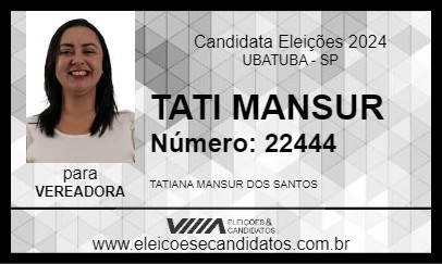 Candidato TATI MANSUR 2024 - UBATUBA - Eleições