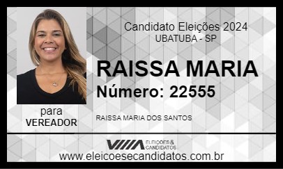 Candidato RAISSA MARIA 2024 - UBATUBA - Eleições