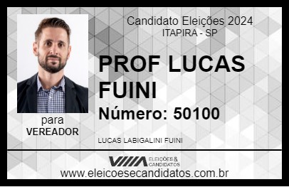 Candidato PROF LUCAS FUINI 2024 - ITAPIRA - Eleições