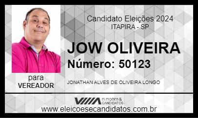 Candidato JOW OLIVEIRA 2024 - ITAPIRA - Eleições