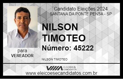 Candidato NILSON TIMOTEO 2024 - SANTANA DA PONTE PENSA - Eleições