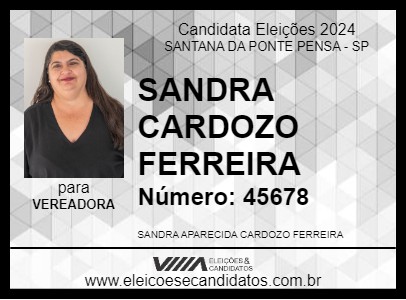 Candidato SANDRA CARDOZO FERREIRA 2024 - SANTANA DA PONTE PENSA - Eleições