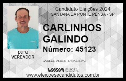 Candidato CARLINHOS GALINDO 2024 - SANTANA DA PONTE PENSA - Eleições