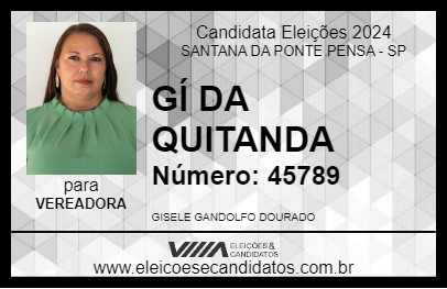 Candidato GÍ DA QUITANDA 2024 - SANTANA DA PONTE PENSA - Eleições