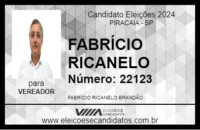 Candidato FABRÍCIO RICANELO 2024 - PIRACAIA - Eleições