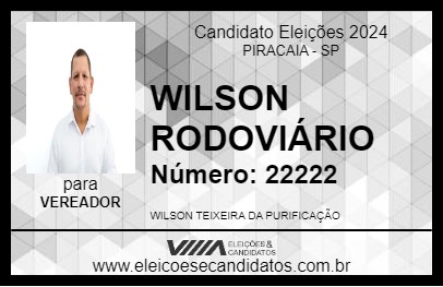 Candidato WILSON RODOVIÁRIO 2024 - PIRACAIA - Eleições