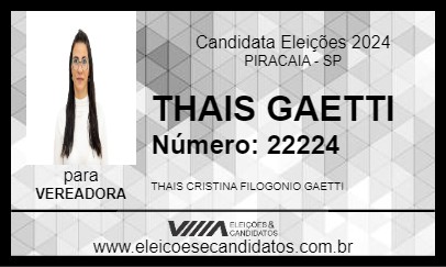 Candidato THAIS GAETI 2024 - PIRACAIA - Eleições