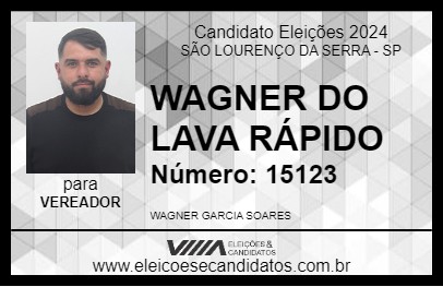 Candidato WAGNER DO LAVA RÁPIDO 2024 - SÃO LOURENÇO DA SERRA - Eleições