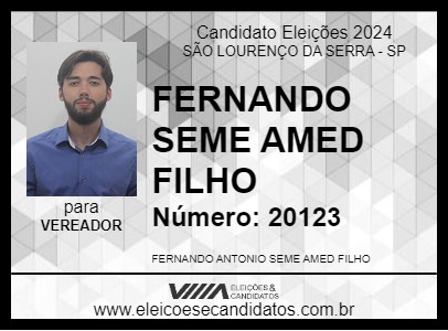 Candidato FERNANDO SEME AMED FILHO 2024 - SÃO LOURENÇO DA SERRA - Eleições