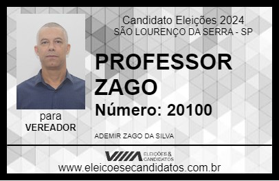 Candidato PROFESSOR ZAGO 2024 - SÃO LOURENÇO DA SERRA - Eleições